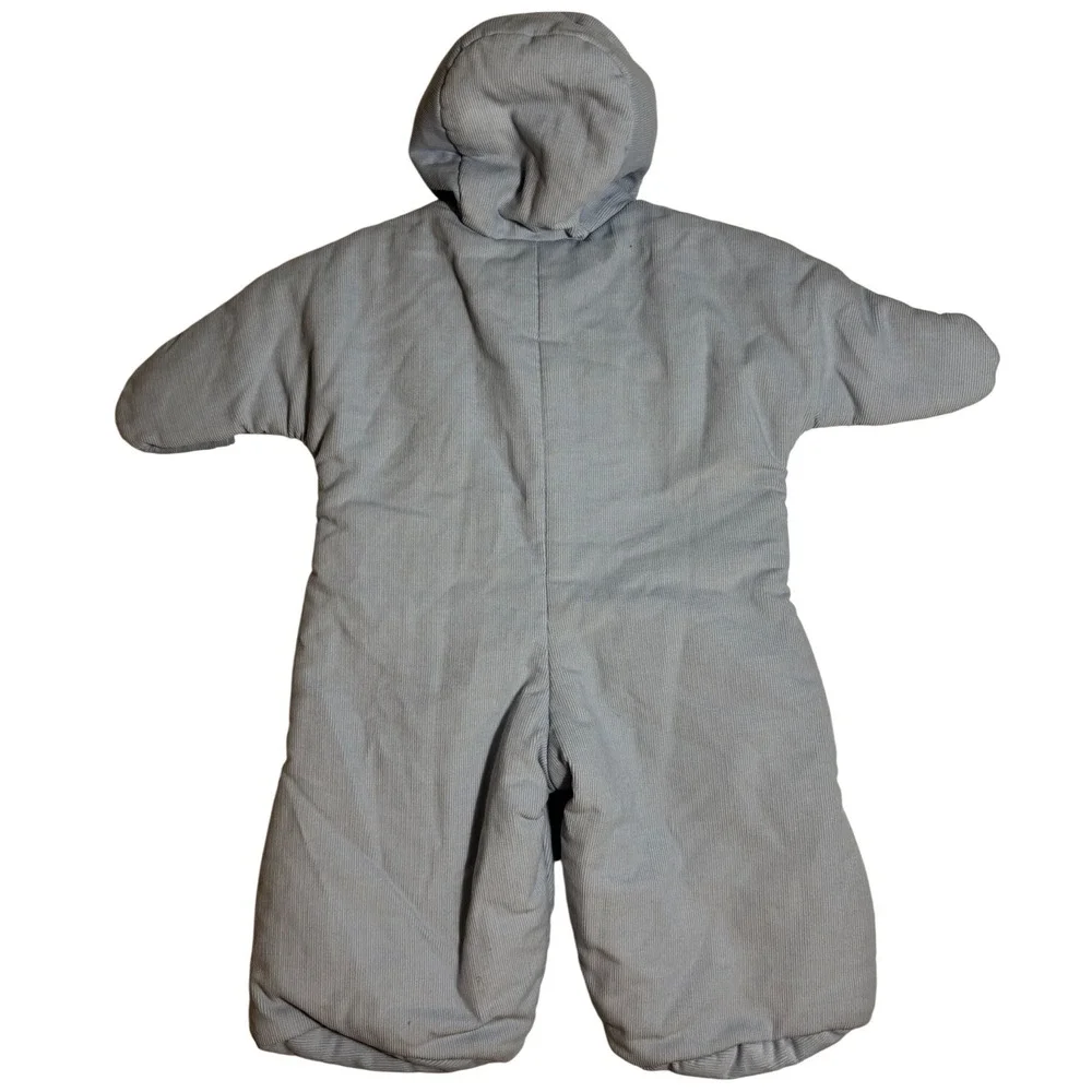 Vintage Betti Terrell Johnston Blue Corduroy Hooded Bunting Snowsuit Ducks 6-9mo